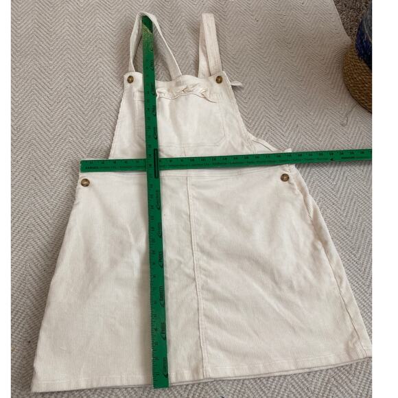 H&M Divided Corduroy Ruffle Cream Overall Dress Women Size 16 Regular - Picture 3 of 5